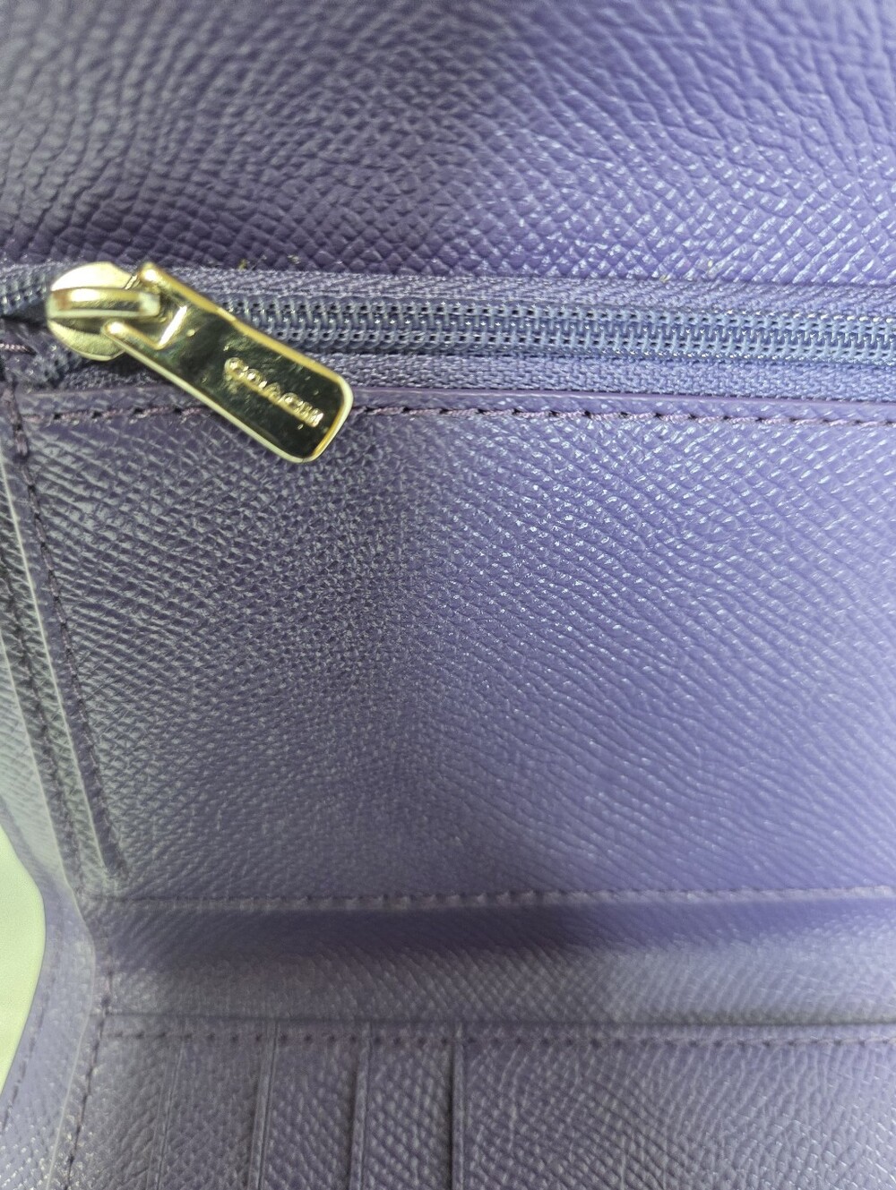 Coach Purple Pebbled Leather Medium Envelope Wallet - Picture 6 of 8